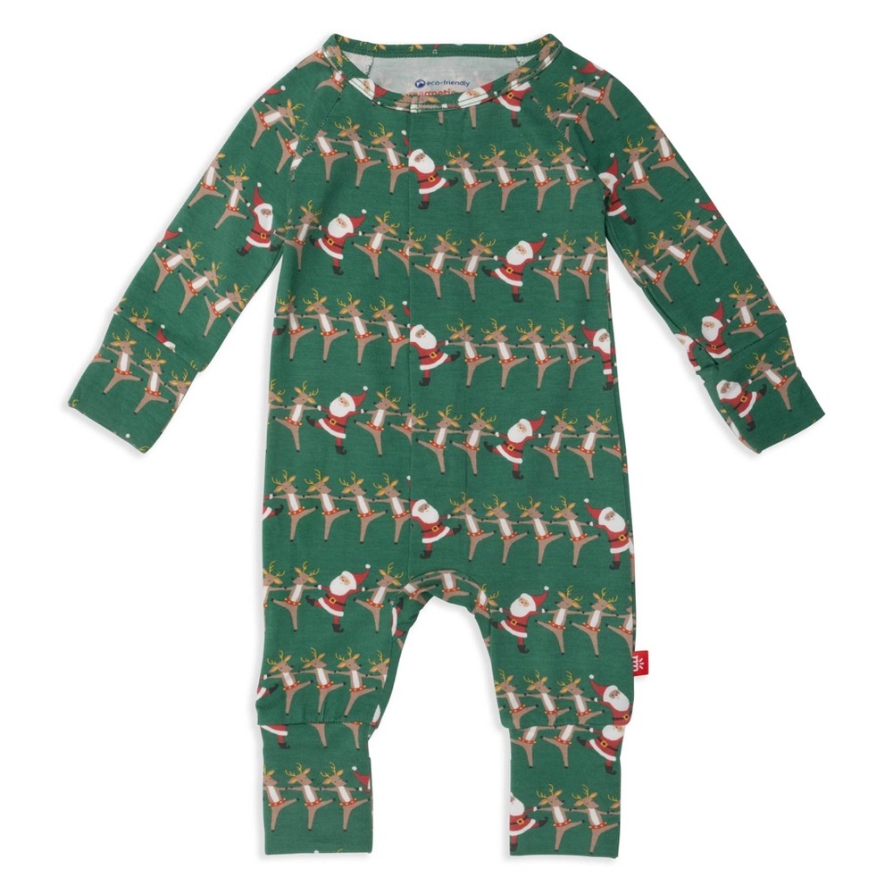 Magnetic Me Modal Christmas Can Can Green Footie Size 0-3 Months NWT